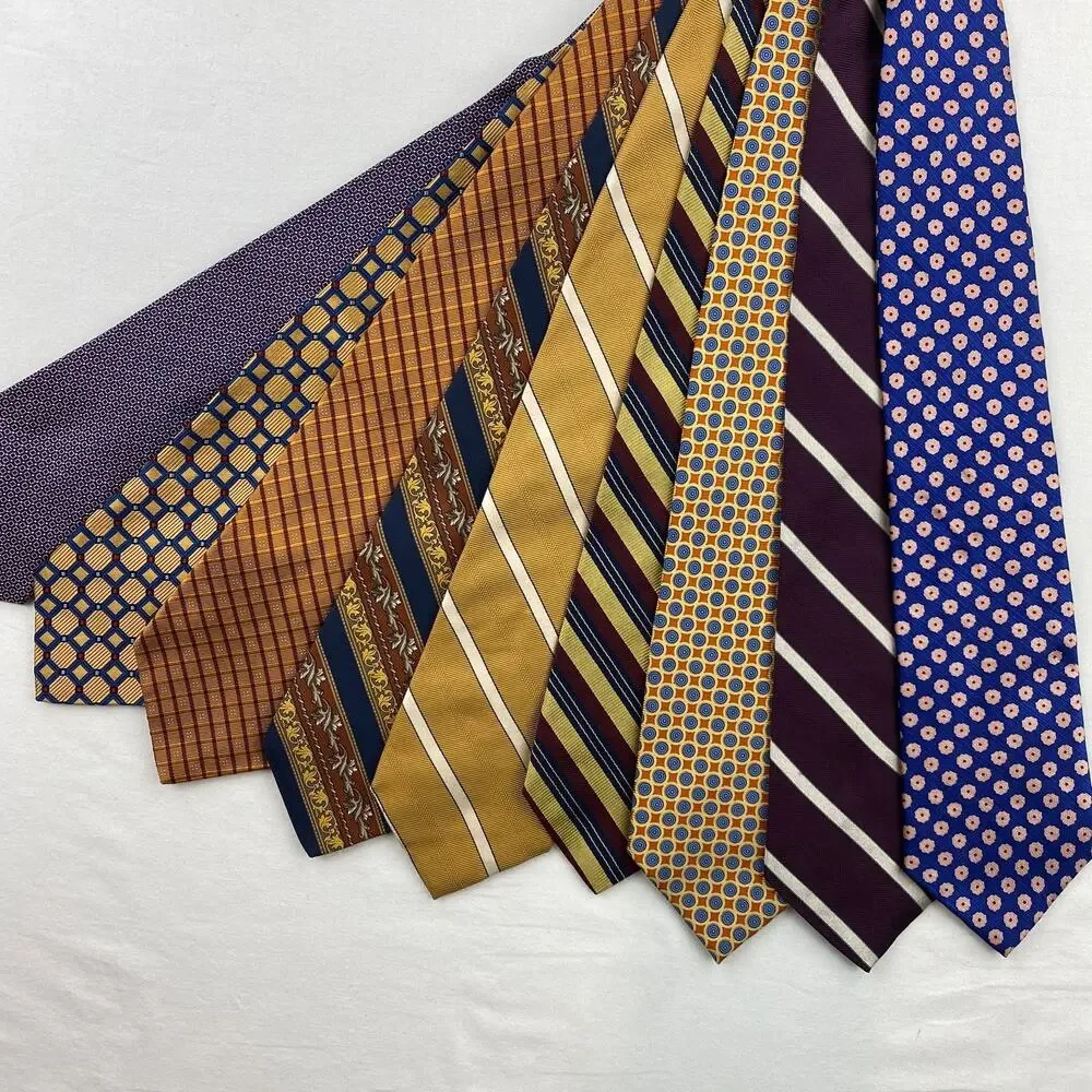 Lot of 9 PAUL FREDRICK Silk Necktie Textured Striped Geometric Ties USA VTG